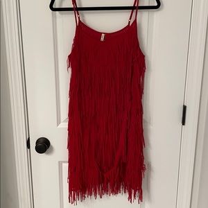 Red Fringe Party Dress